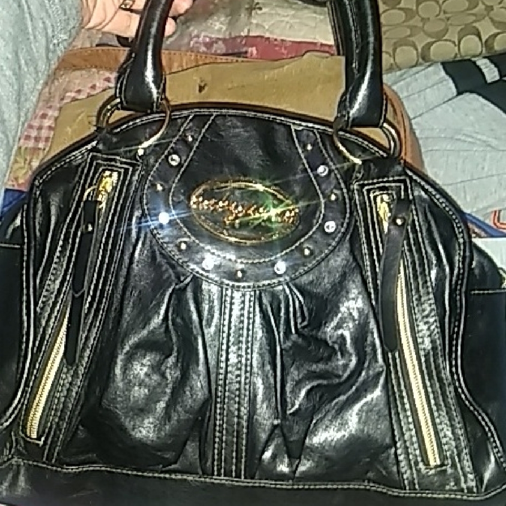 Baby Phat Black and Gold Shoulder Bag